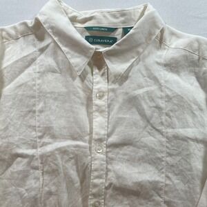 Cubavera Button Down Shirt Mens XL White 100% Linen Long Sleeve Pintuck Casual
